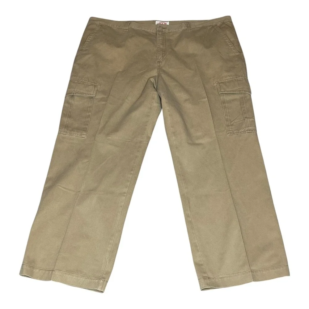 Old Navy Favorite Khakis‎ Mens 44x30 Tan Cargo Pants Straight Leg Cotton Twill